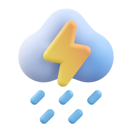 CLOUDY STORM 3 D Render Icon Illustration 3D Icon