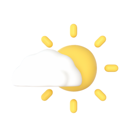 Cloudy Sun  3D Icon