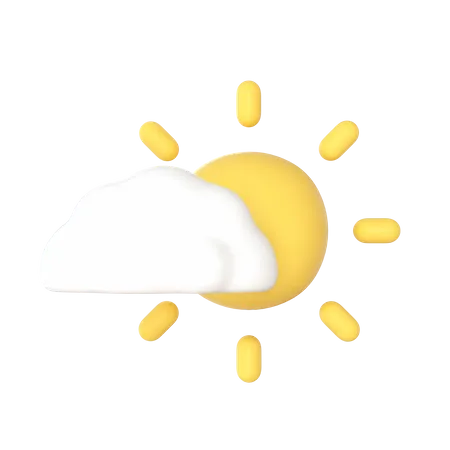 Cloudy Sun  3D Icon