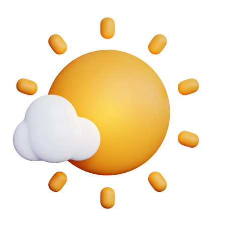 Cloudy Sunny Sun  3D Icon