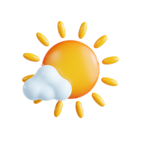 Cloudy Sunny Sun  3D Icon