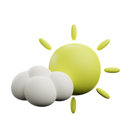 Cloudy sunny sun  3D Icon