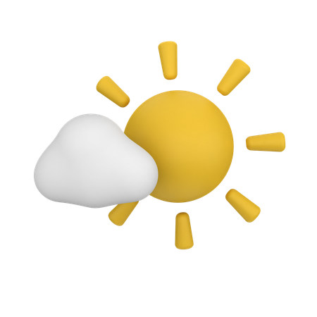 Cloudy Sunny Sun  3D Icon