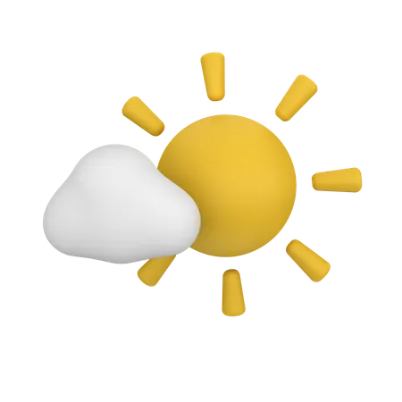 Cloudy Sunny Sun  3D Icon