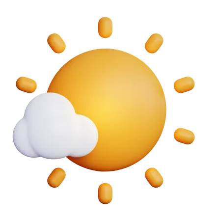 Cloudy Sunny Sun  3D Icon