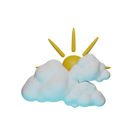 Cloudy Sunny Weather  3D Icon