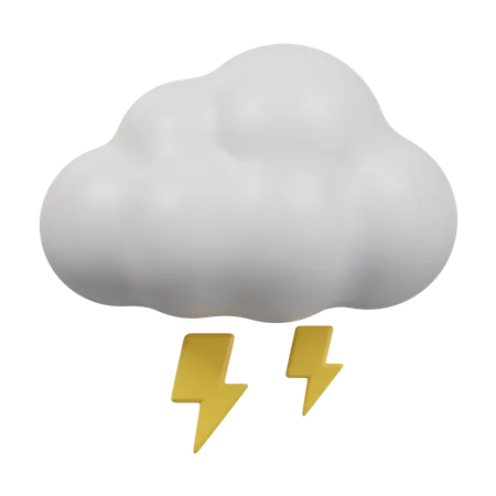 Cloud With Lightning Thunder 3 D Illustration 3D Icon