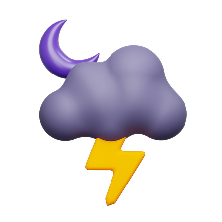 Cloudy Thunder  3D Icon