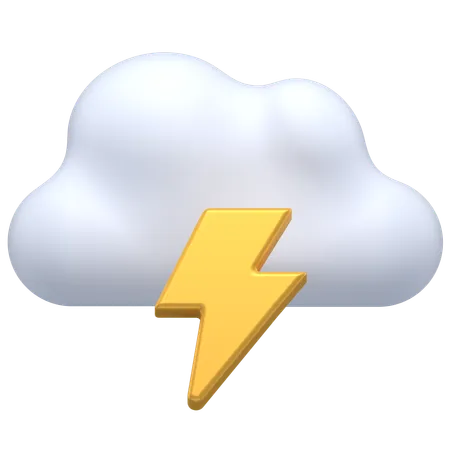 Cloudy thunder  3D Icon