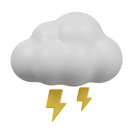 Cloudy Thunder  3D Icon