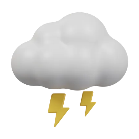 Cloudy Thunder  3D Icon