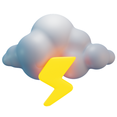 Cloudy Thunder  3D Icon