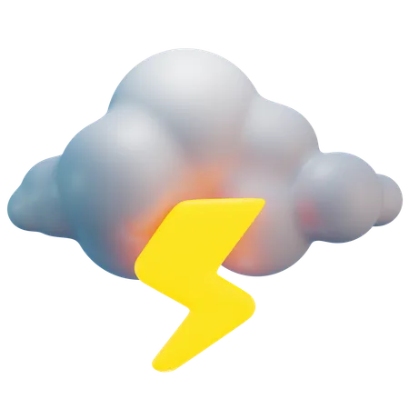 Cloudy Thunder  3D Icon