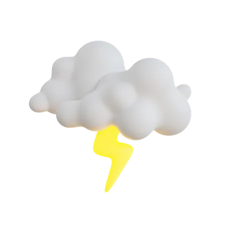 Cloudy Thunder  3D Icon