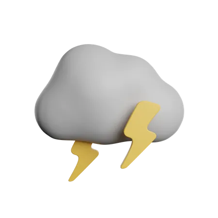 Cloudy Thunder  3D Icon