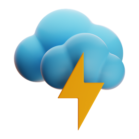 Cloudy Thunder  3D Icon