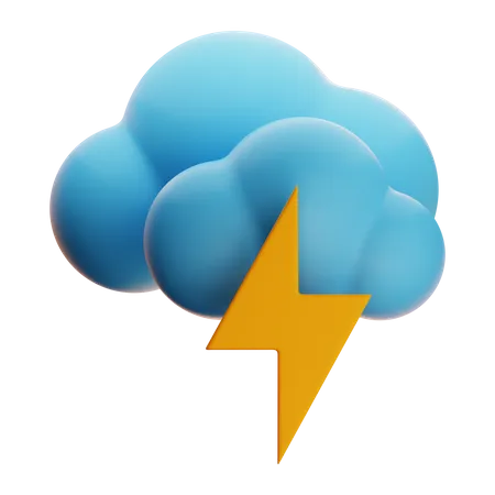 Cloudy Thunder  3D Icon