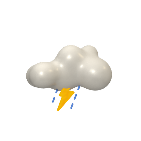 Cloudy Thunder  3D Icon