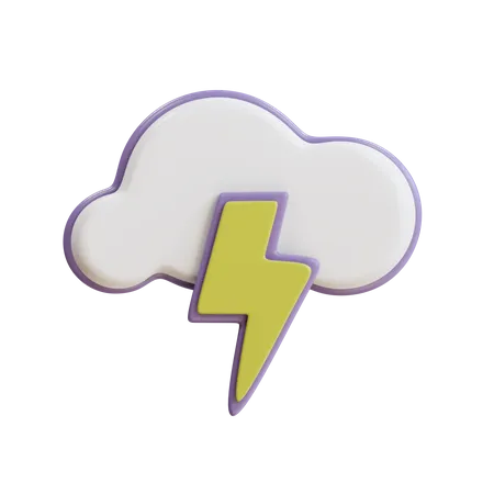 Cloudy Thunder  3D Icon