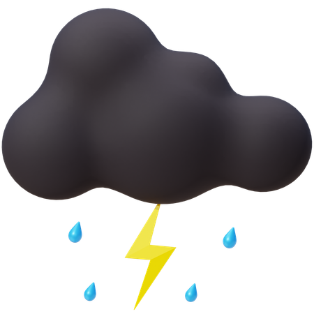 Cloudy Thunder  3D Icon