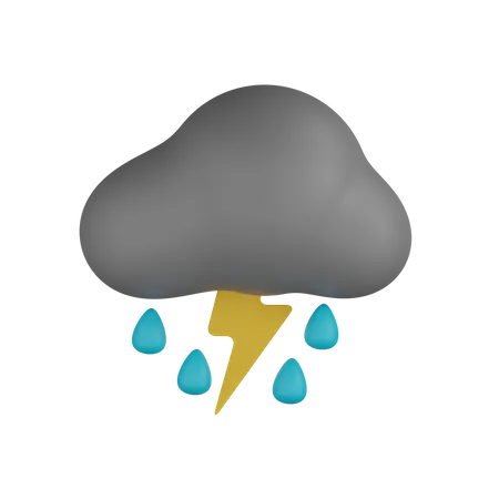 Cloudy Thunder  3D Icon