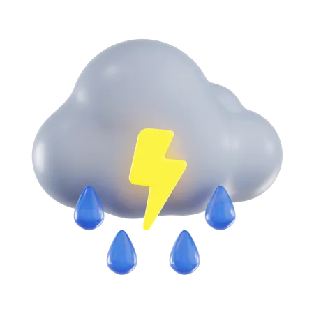 Cloudy Thunder  3D Icon