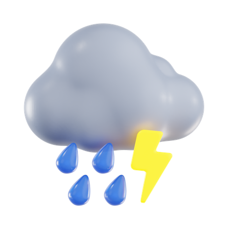 Cloudy Thunder  3D Icon