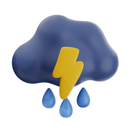 Cloudy Thunder  3D Icon