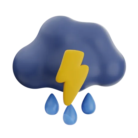 Cloudy Thunder  3D Icon