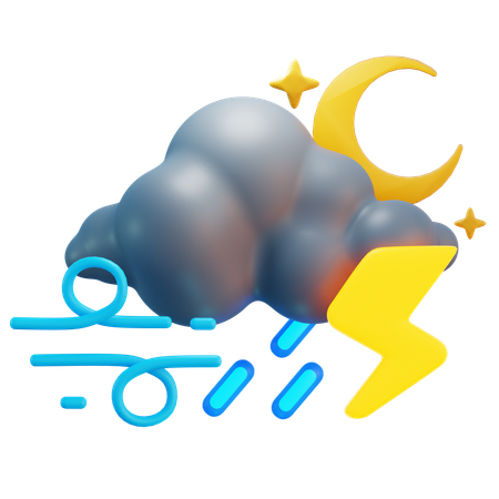 Cloudy Thunder  3D Icon