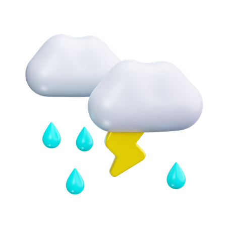 Cloudy Thunder  3D Icon