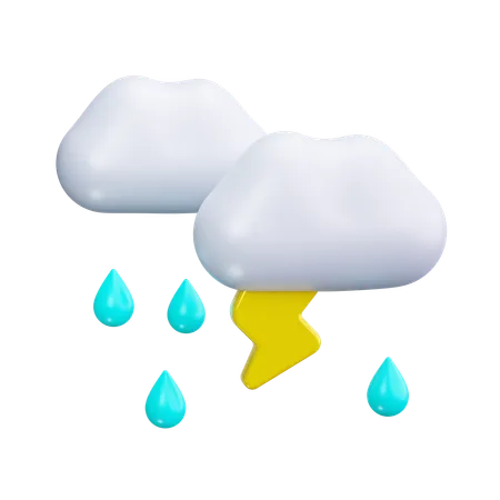 Cloudy Thunder  3D Icon