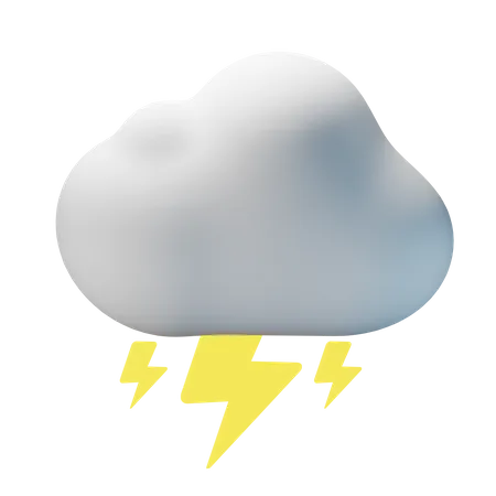 Cloudy Thunder  3D Icon