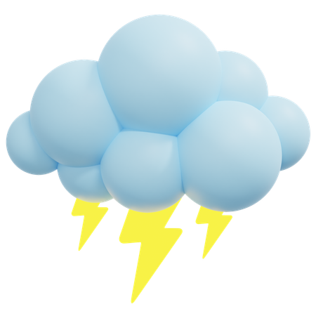 Cloudy Thunder  3D Icon