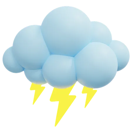 Cloudy Thunder  3D Icon