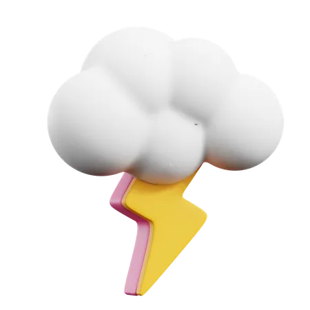 Cloudy thunder  3D Icon