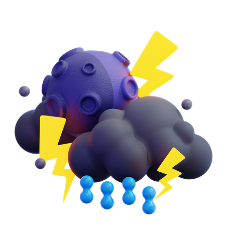 Cloudy Thunder  3D Icon