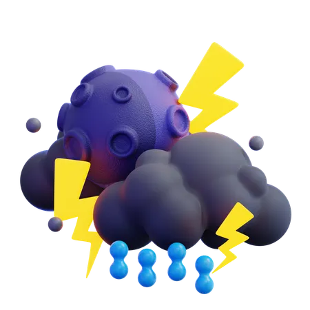 Cloudy Thunder  3D Icon