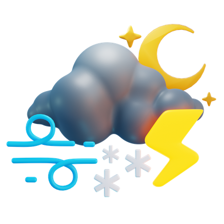 Cloudy Thunder  3D Icon