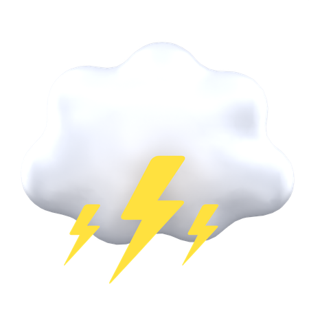 Cloudy Thunder  3D Icon