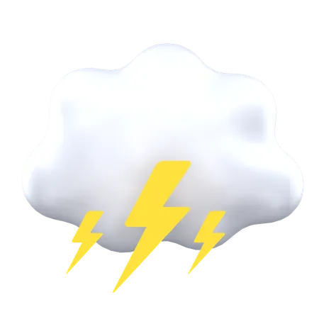 Cloudy Thunder  3D Icon