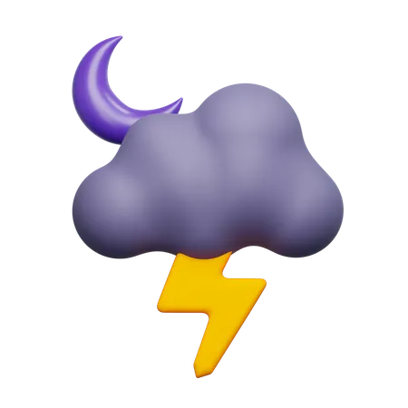 Cloudy Thunder  3D Icon