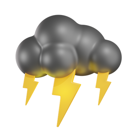 Cloudy Thunder  3D Icon