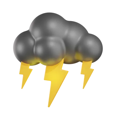 Cloudy Thunder  3D Icon