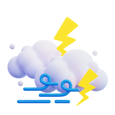 Cloudy Thunder  3D Icon