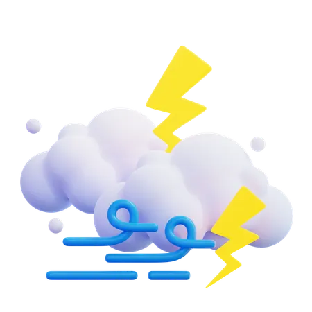 Cloudy Thunder  3D Icon