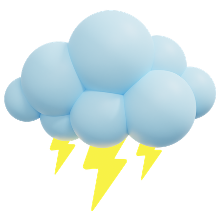 Cloudy Thunder  3D Icon