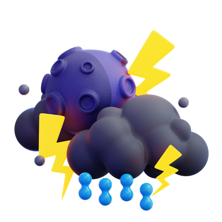 Cloudy Thunder  3D Icon