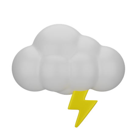 Cloudy Thunder  3D Icon