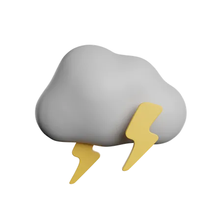Cloud Storm Lightning 3D Icon